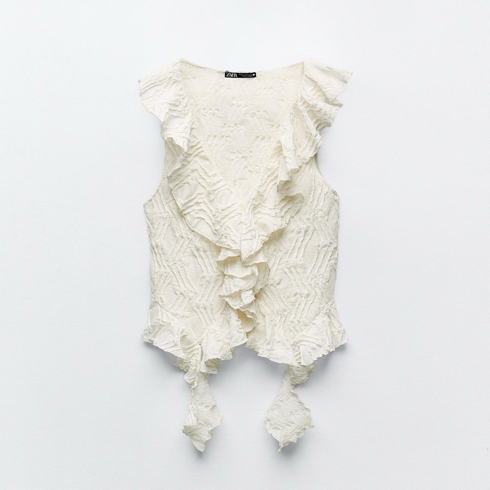 Zara white Ruffled Top